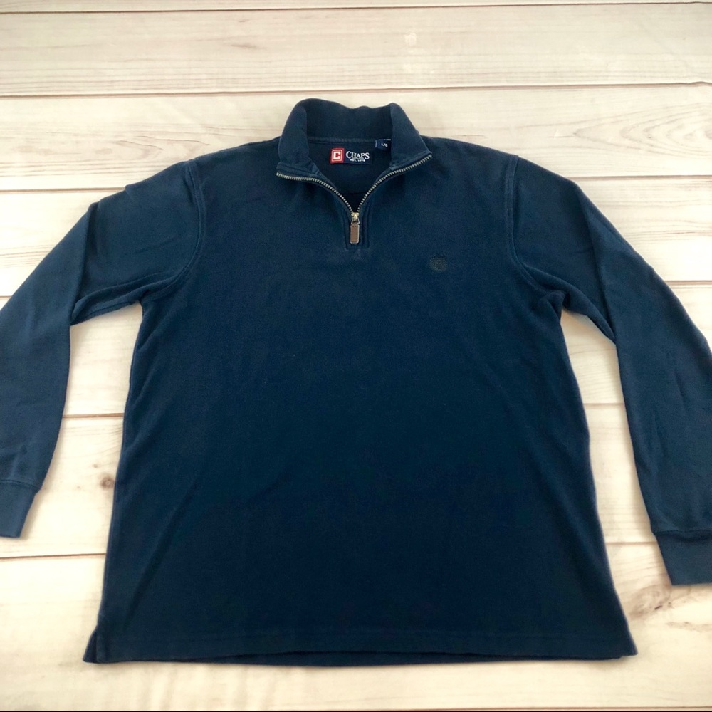 Chaps 1/4 Zip Navy Long Sleeve Shirt Size L (#183) - Picture 1 of 4